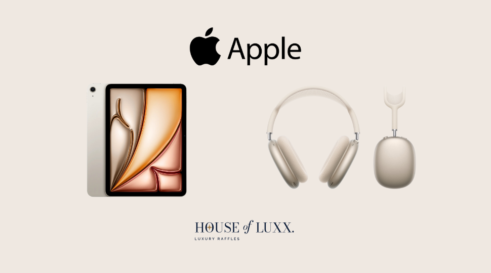 Online luxury raffles competition to win an iPad Air for £1 a ticket or Apple AirPods Max for £2 a ticket