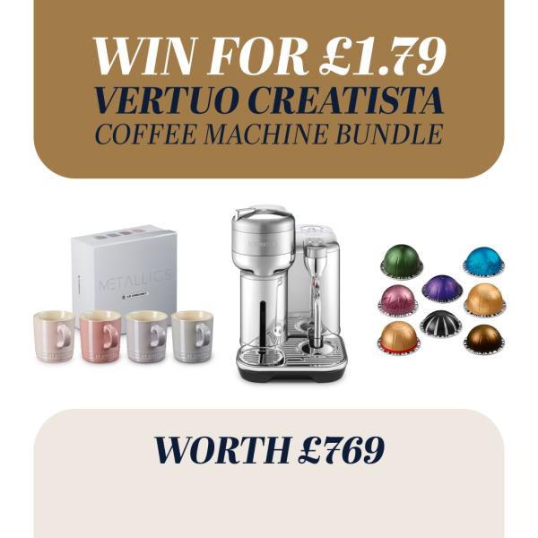 Win a Vertuo Coffee machine and Le Creuset Mugs for £1.79 at House of Luxx Online Luxury Raffles