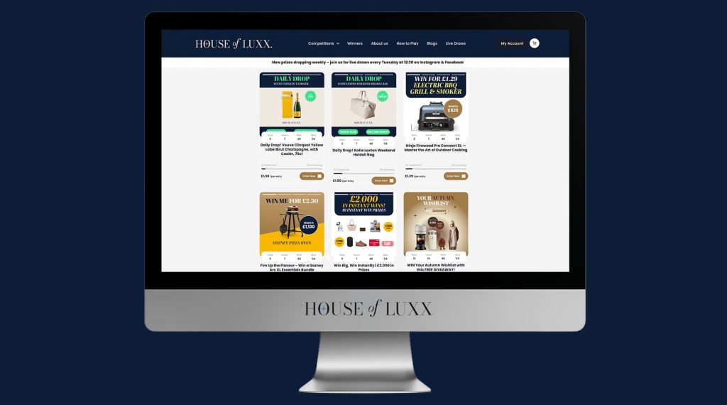 screen showing the house of luxx website