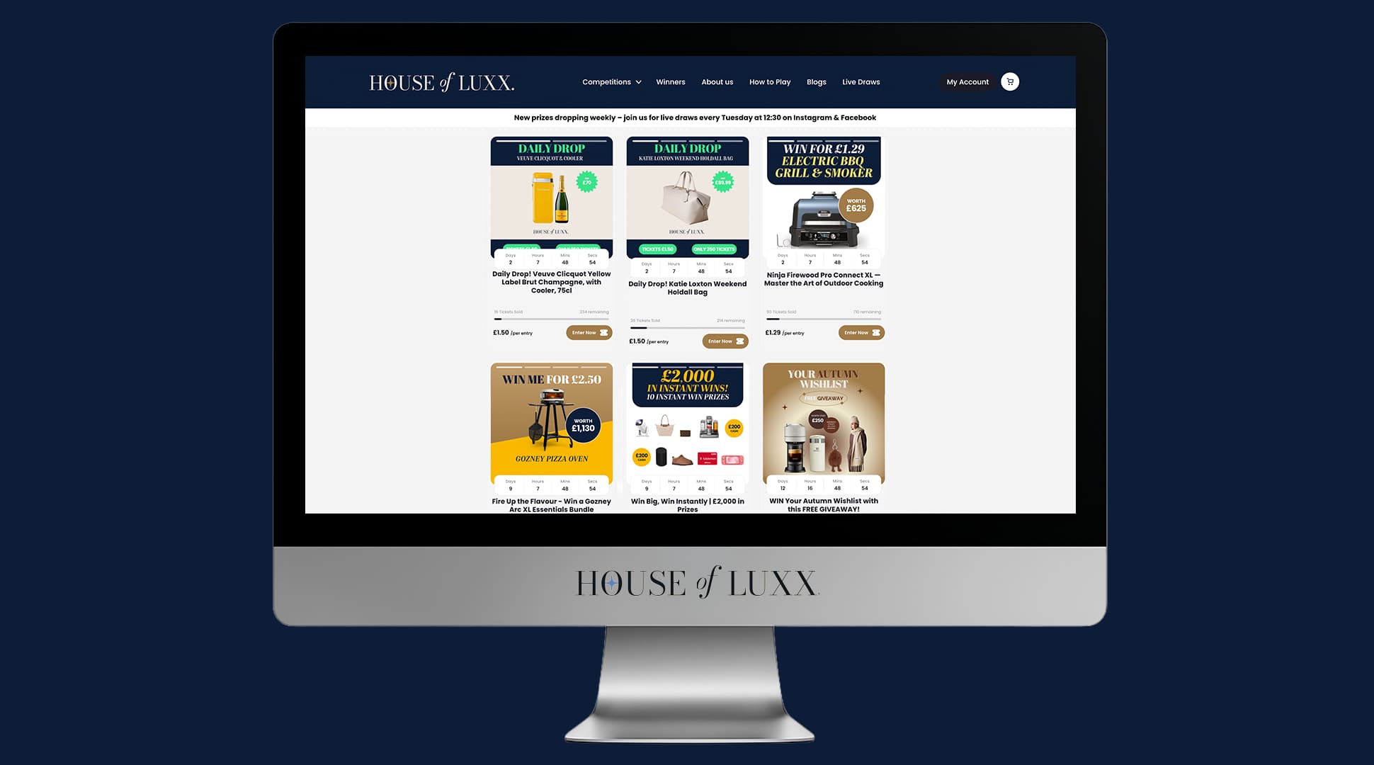 screen showing the house of luxx website